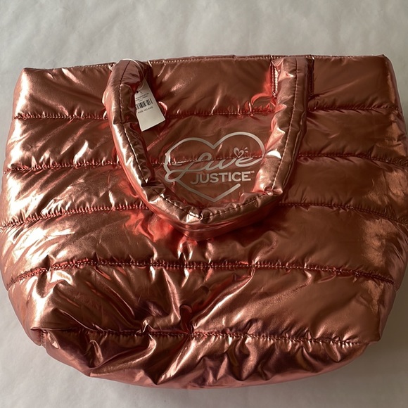 Justice Love Rose Gold Puffer Tote NWT - Picture 11 of 14